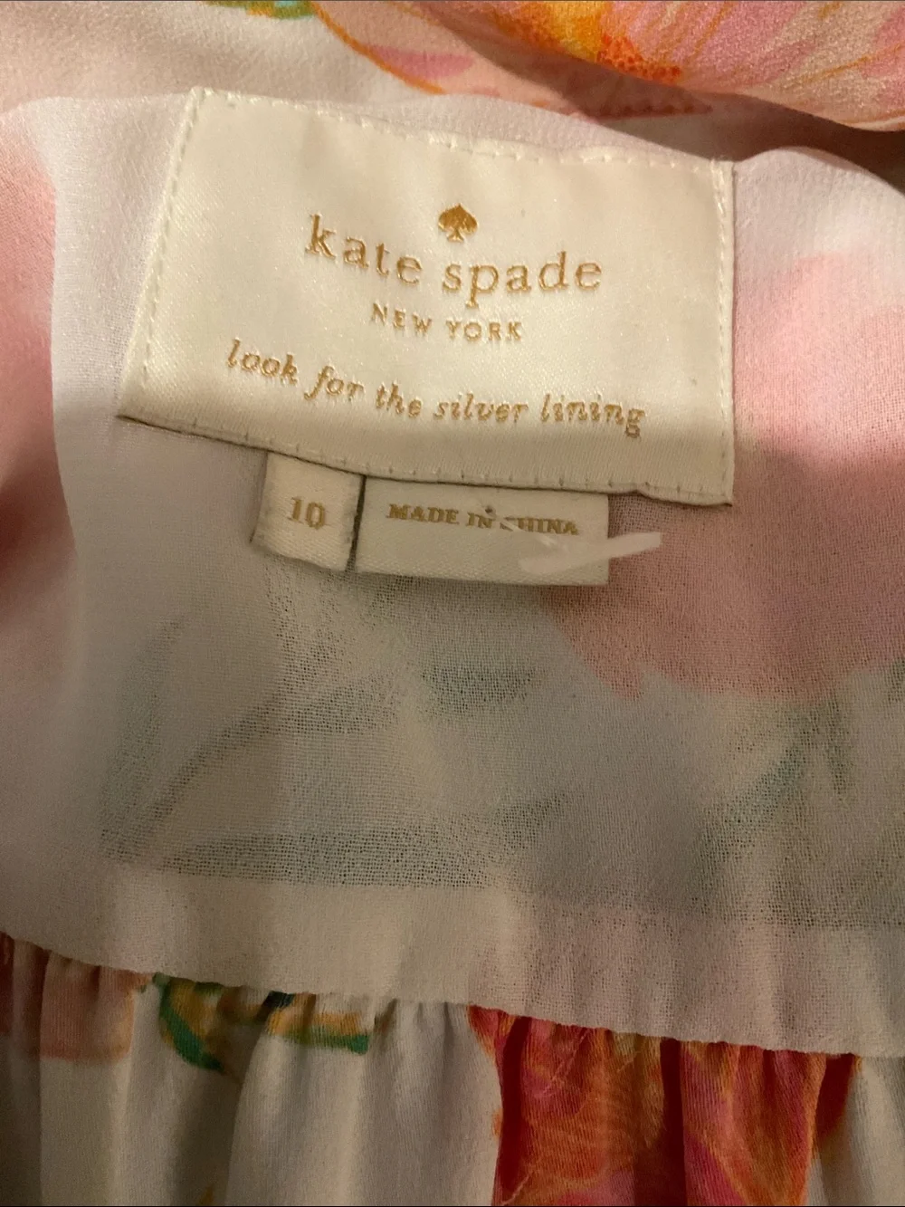 Kate Spade Picnic Perfect Blossom Womens Size 10 Tiered Ruffle Sleeve Shirtdress